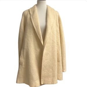 Vintage 60s Mohair Cream Open Front Swing Coat L